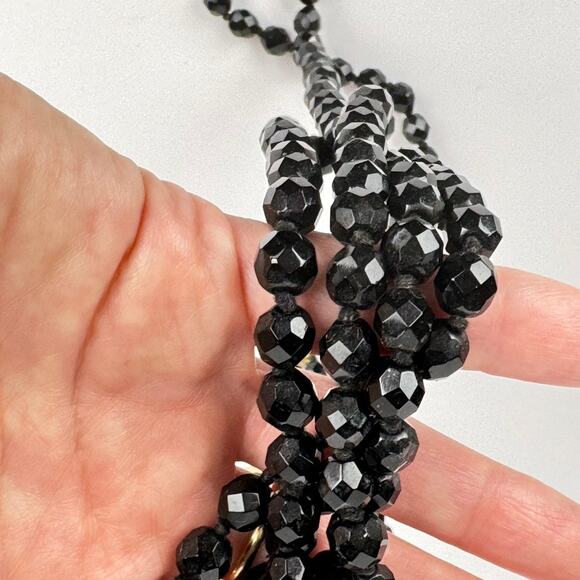 Jet Beaded Necklace 🛸 Extra long beaded Black Goth Witchy - Picture 5 of 5